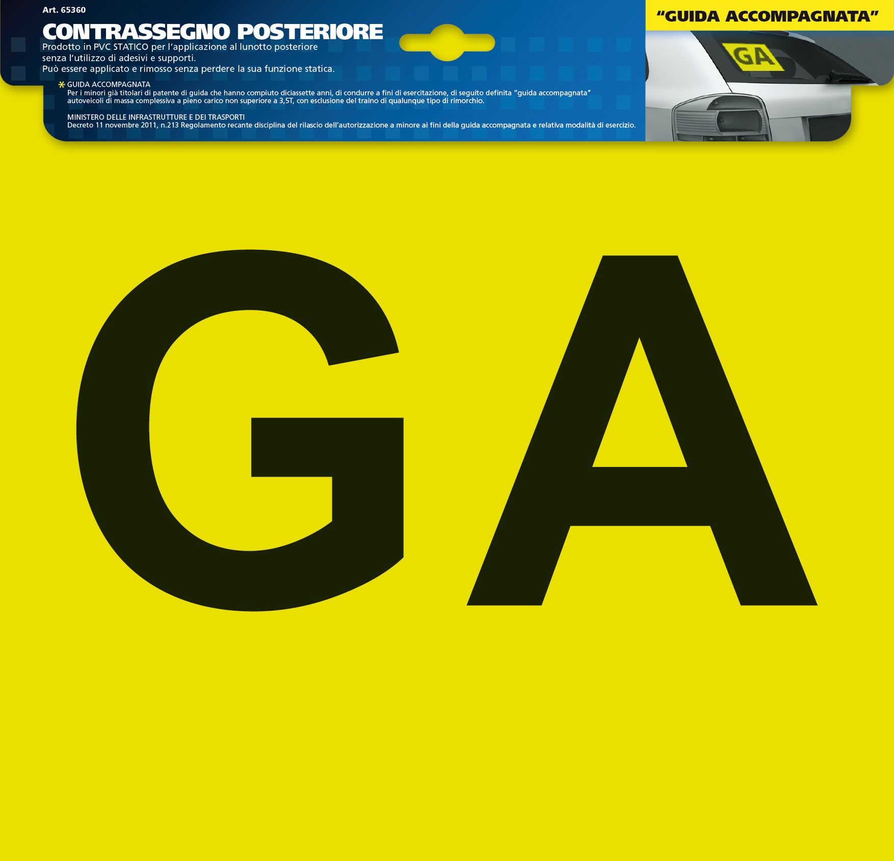 Contrassegno GA (Guida Accompagnata)  - Posteriore