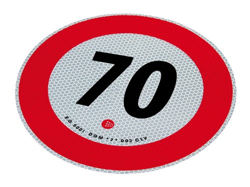 Contrassegno limite velocità omologato EU - 70 Km/h