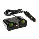 Power Center, presa accendisigari doppia con USB, 12/24V