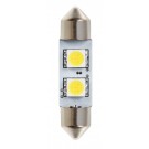12V Hyper-Led 6 - 2 SMD x 3 chips - (C5W) - 10x36 mm - SV8,5-8 - 1 pz  - D/Blister - Bianco - Doppia polarità - Resistenza incorporata
